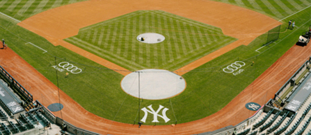 An aerial view of the New York Yankees baseball field. 