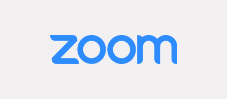 The Zoom logo: the word 'zoom' in bold rounded blue lowercase letters on a grey background.
