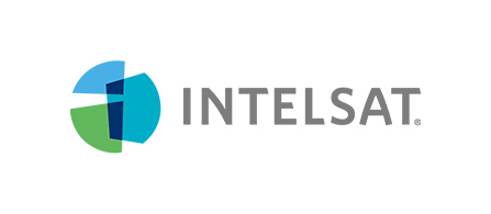 The Intelsat logo: a rounded abstract icon in blue and green beside 'INTELSAT' in gray capital letters, on a white background.