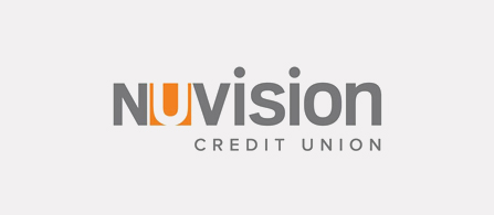 The Nuvision Credit Union logo on a white background. 'NUvision' appears in bold gray uppercase letters with 'CREDIT UNION' in smaller gray text beneath.