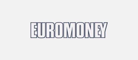 Logo for Euromoney. The single word EUROMONEY appears in bold capital letters rendered in white with a dark navy outline. The background is transparent.