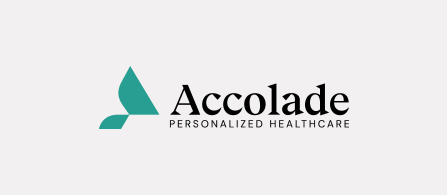 The Accolade Personalized Healthcare logo featuring a teal triangular geometric icon to the left and the word Accolade in bold black serif text with the words PERSONALIZED HEALTHCARE in smaller uppercase letters below, on a white background.