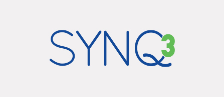 The SYNQ3 logo displayed in dark blue sans-serif letters, with the number 3 rendered in green, on a white background.