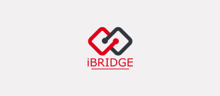 The iBridge logo: a red and dark gray interlocking chain-link icon beside the word 'iBRIDGE' in red and gray lettering with a red underline, on a white background.