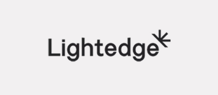 The LightEdge logo: the word 'Lightedge' in dark gray lowercase lettering with a small starburst mark above the final letters, on a white background.
