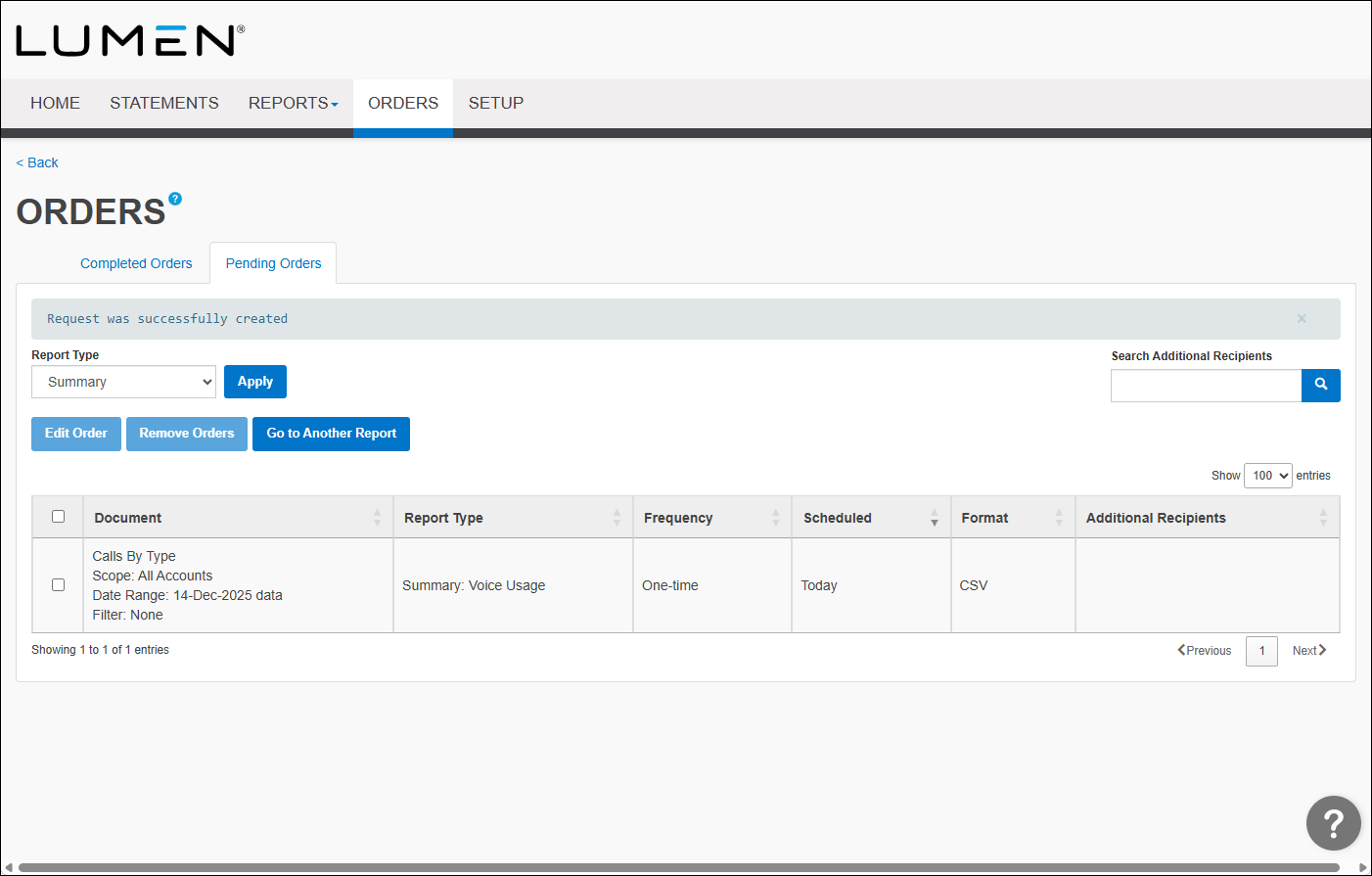 Orders (showing Pending Orders tab)