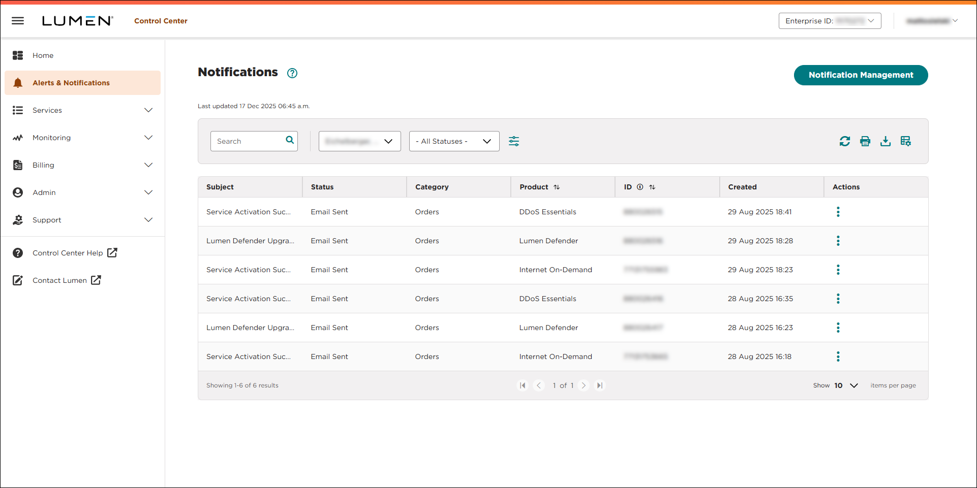 Notifications (user view)