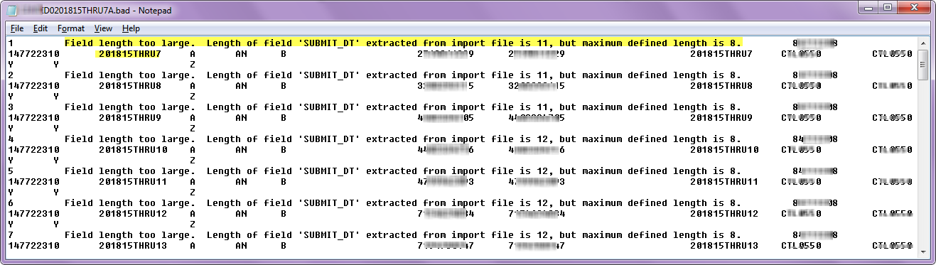 Switched Batch .BAD results file