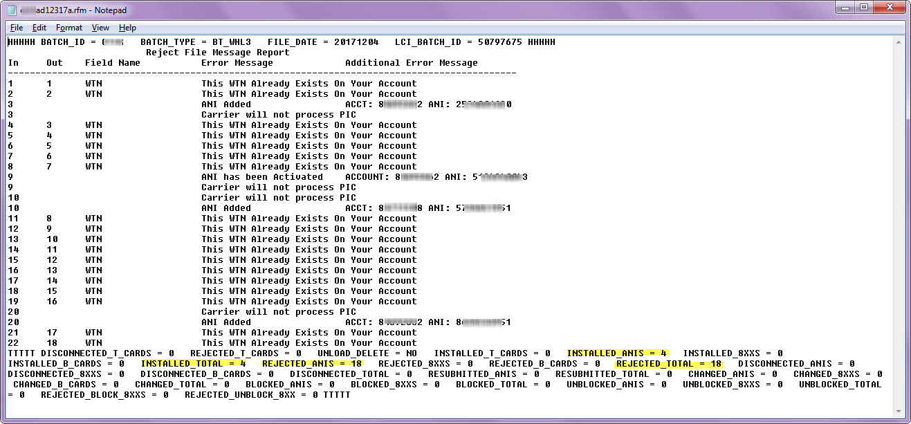 Switched Batch .RFM results file
