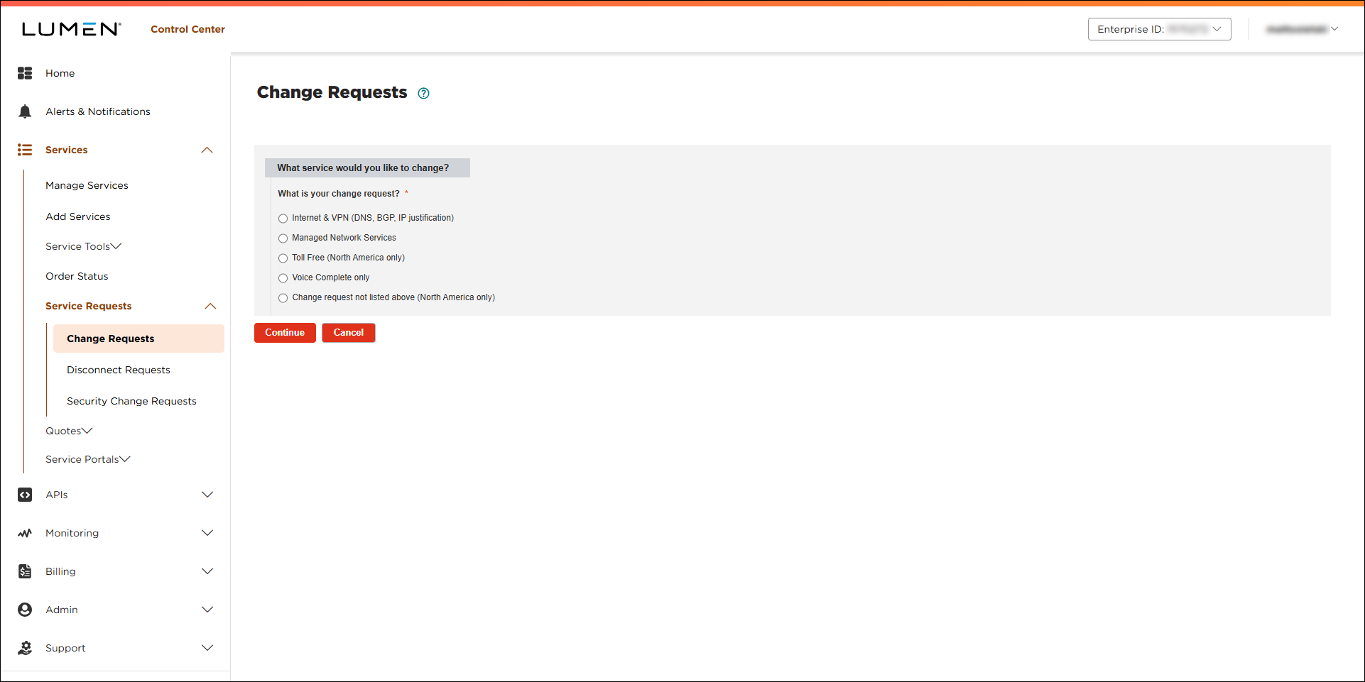 Change Requests (new change request)