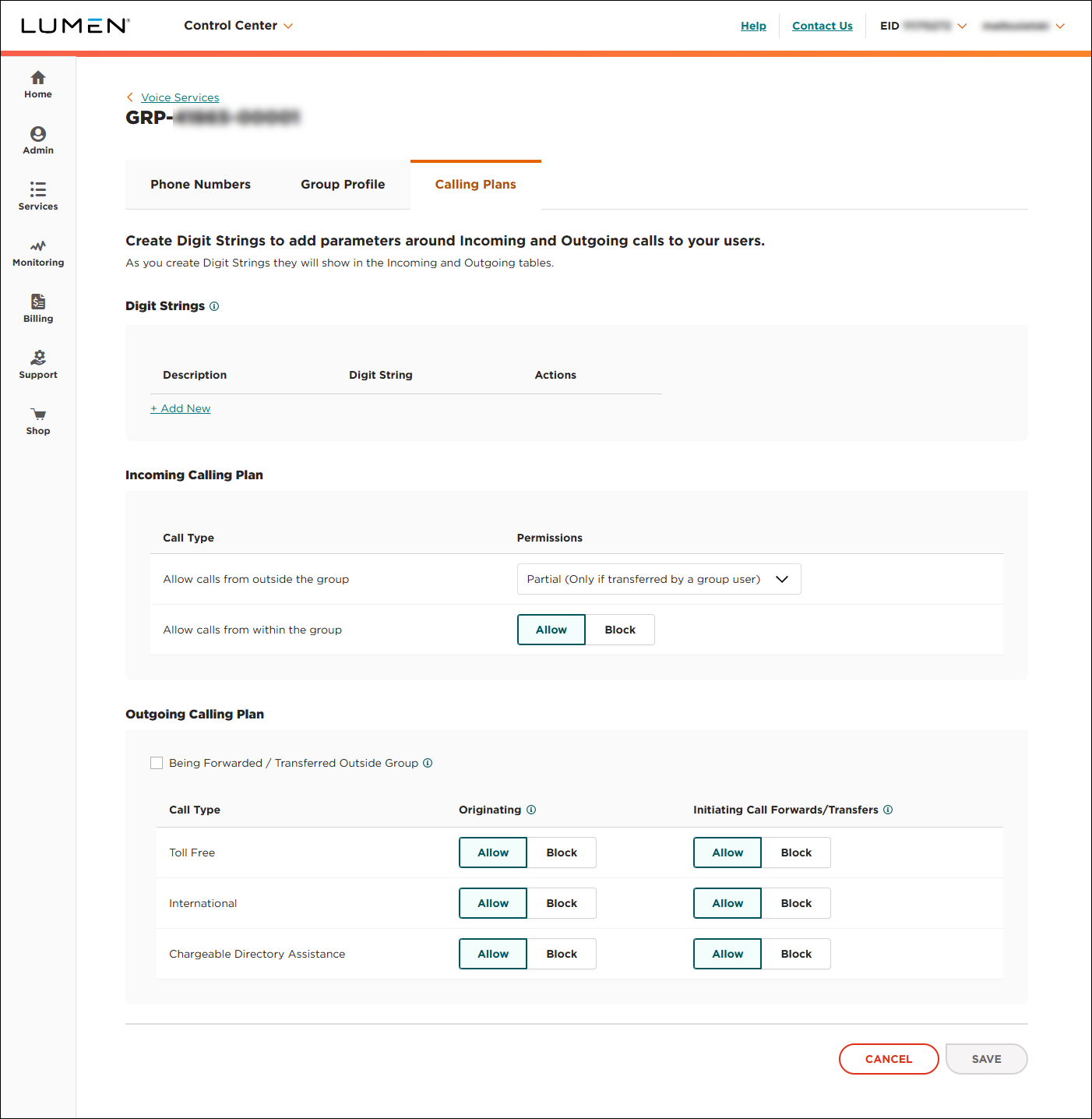 Voice Complete Reports (showing Calling Plans tab)