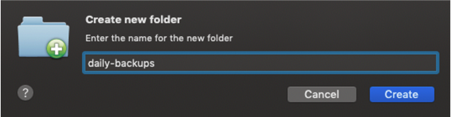 Create new folder screen showing a field to type a folder name