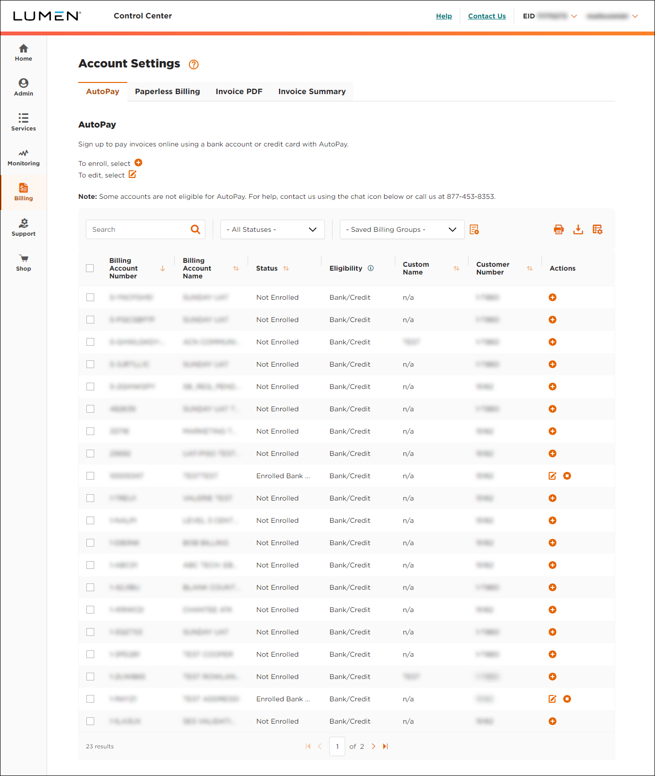 Account Settings (showing AutoPay tab)