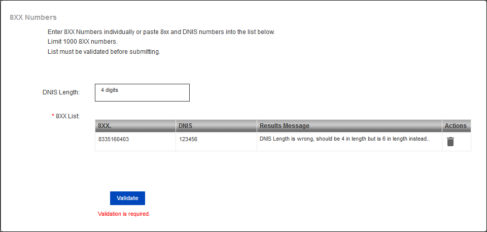 manage orders add-8xx dedicated dtfo 8xx numbers section validate example1