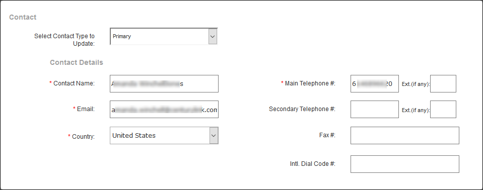 Manage Orders (showing Contact section)