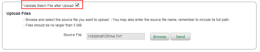 Dedicated 8XX Batch Validate File after Upload checked