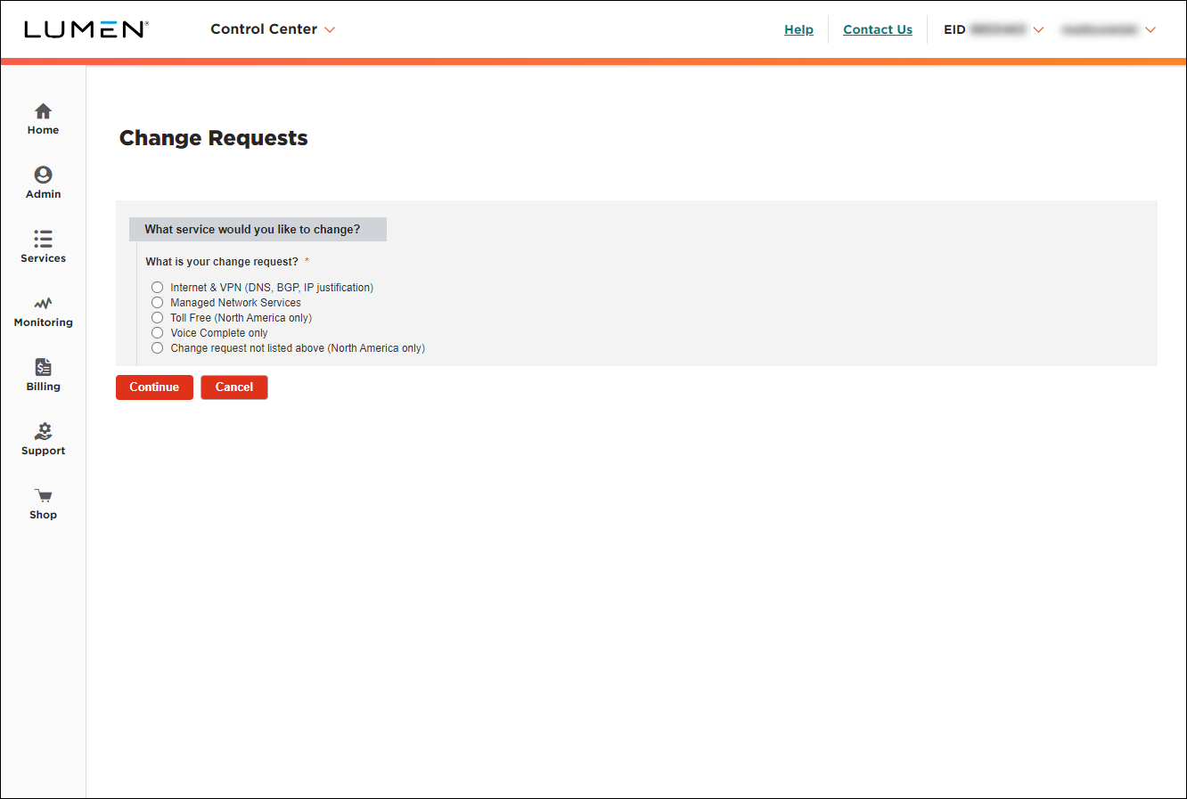 Change Requests (new change request)