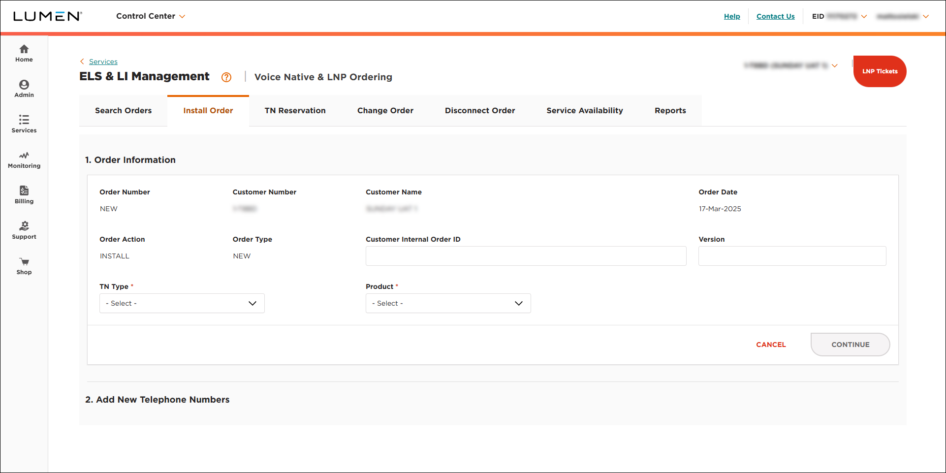 ELS & LI Management (showing Install Order tab)