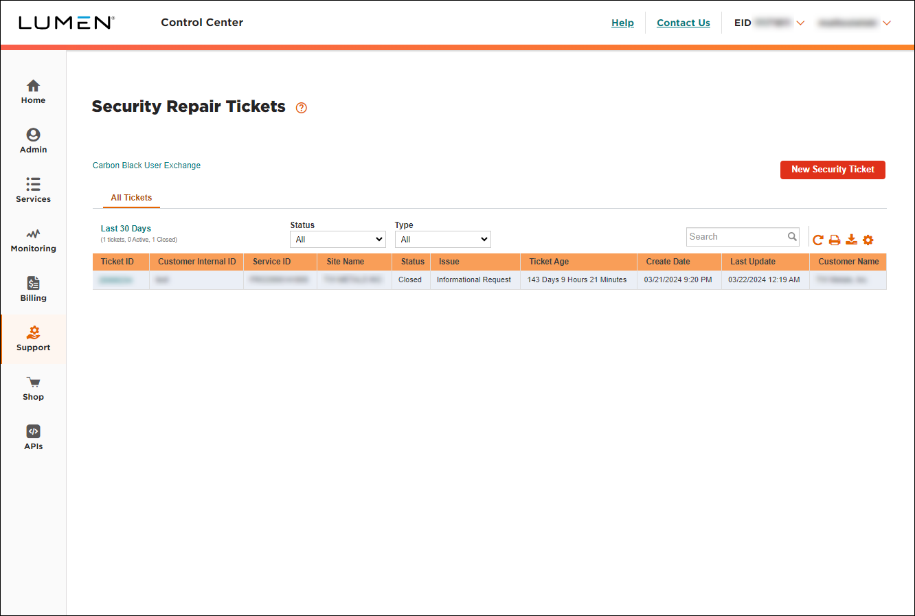 Security Repair Tickets