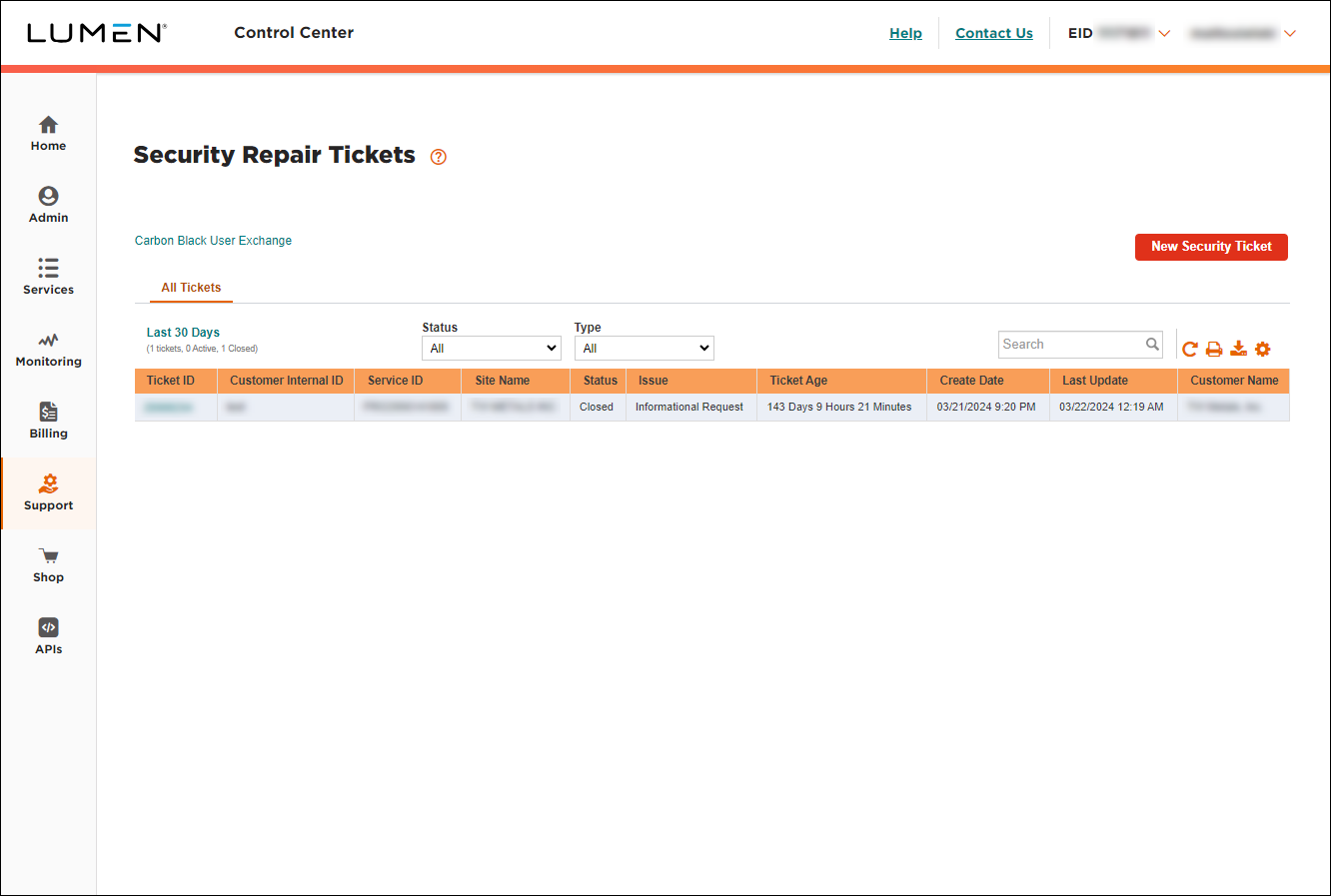 Security Trouble Tickets