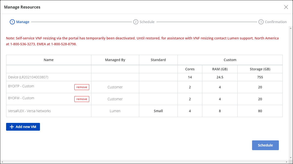 Manage Resources window