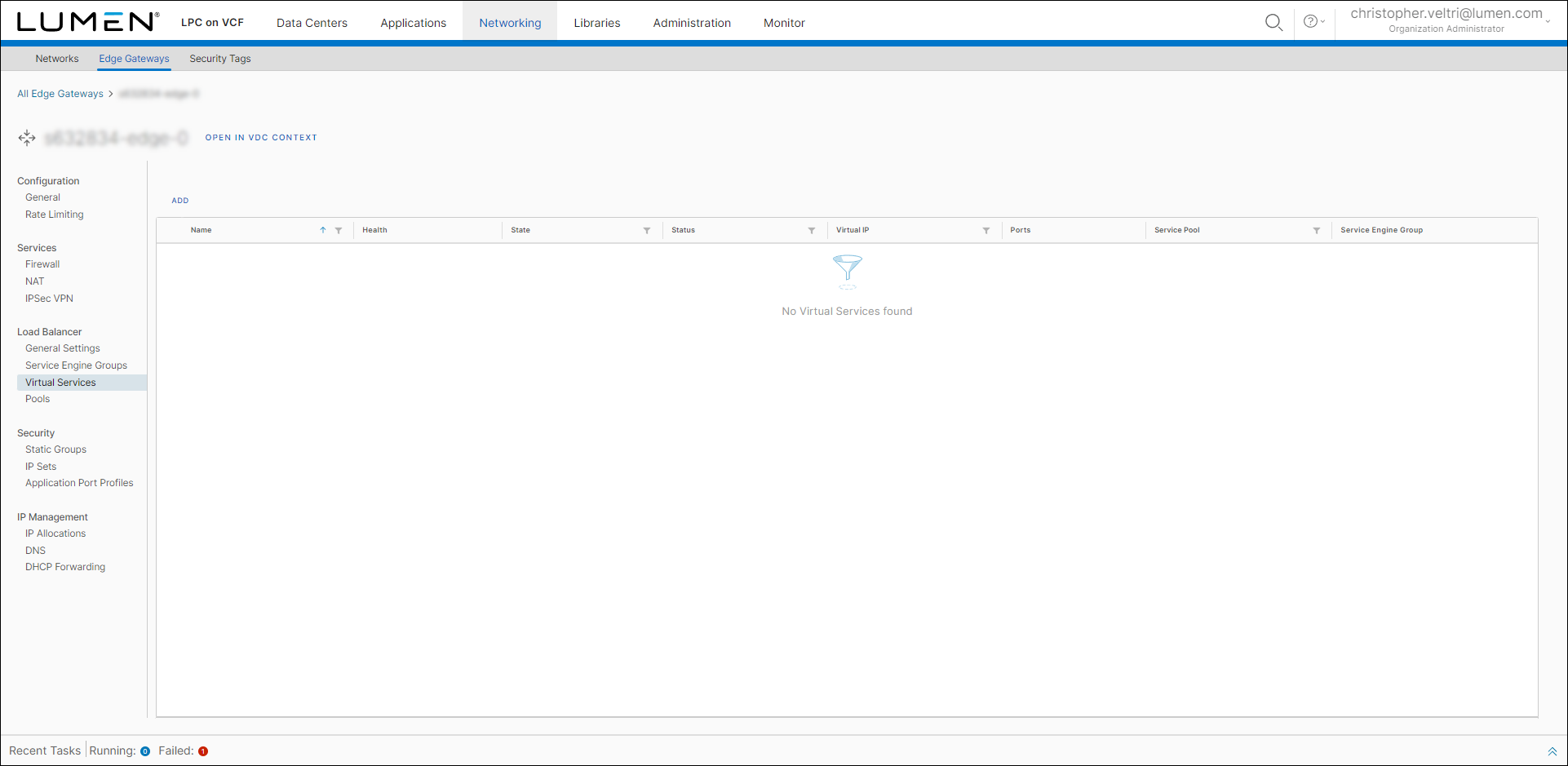 The edge gateway details page.