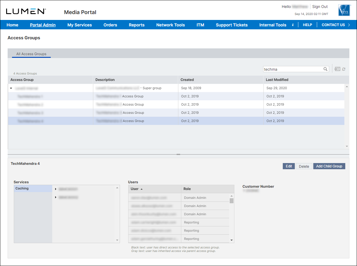 Access Groups (showing access group detail)