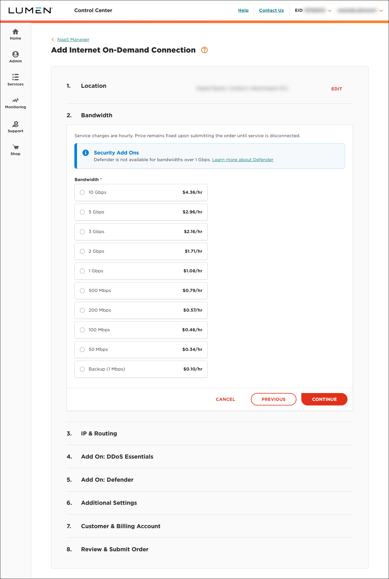 Select bandwidth