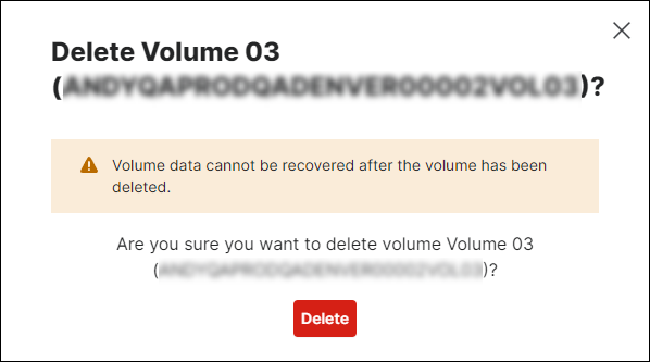 Delete volume confirmation