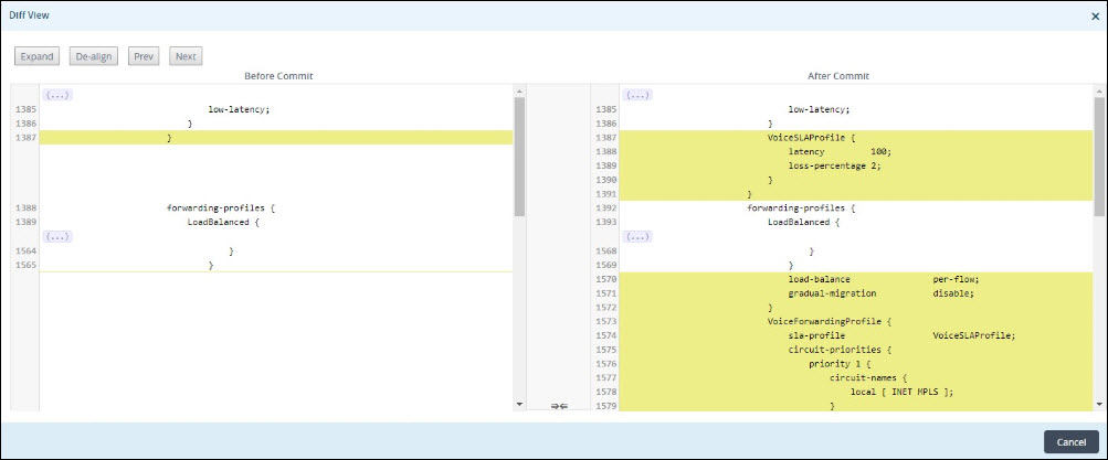 qos use case diff view