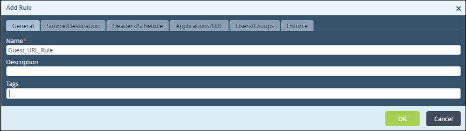 url filtering use case add rule general tab