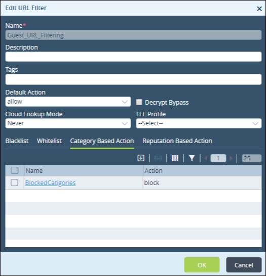 url filtering use case edit url filter category based action tab
