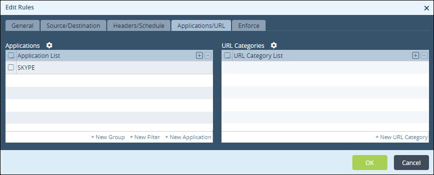 voice traffic use case edit rules applications url tab