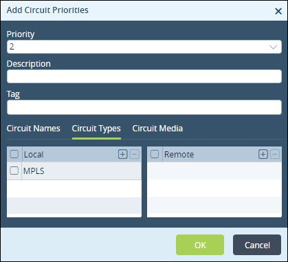 web traffic use case add circuit priorities circuit types tabs