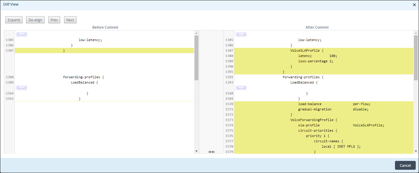 web traffic use case diff view