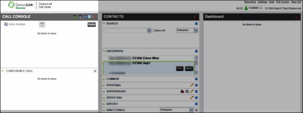 ontact center agent client call console highlighted