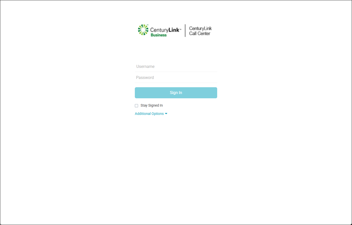 Contact Center Client login page