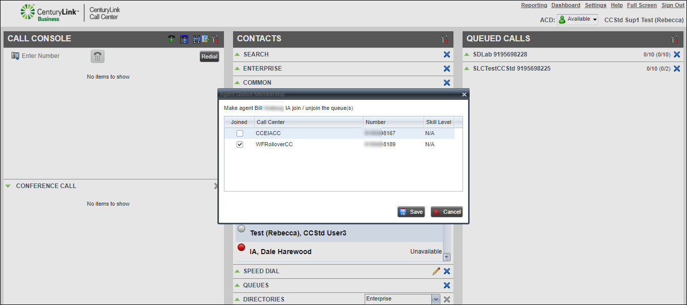 contact center supervisor agent join unjoin queue