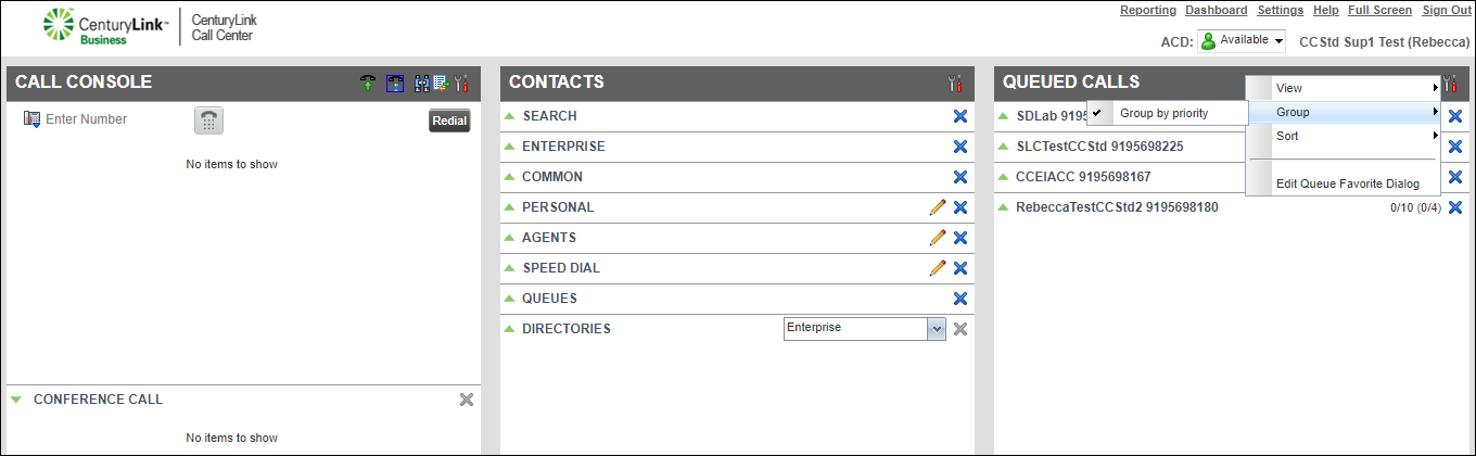 queued calls grouping by priority