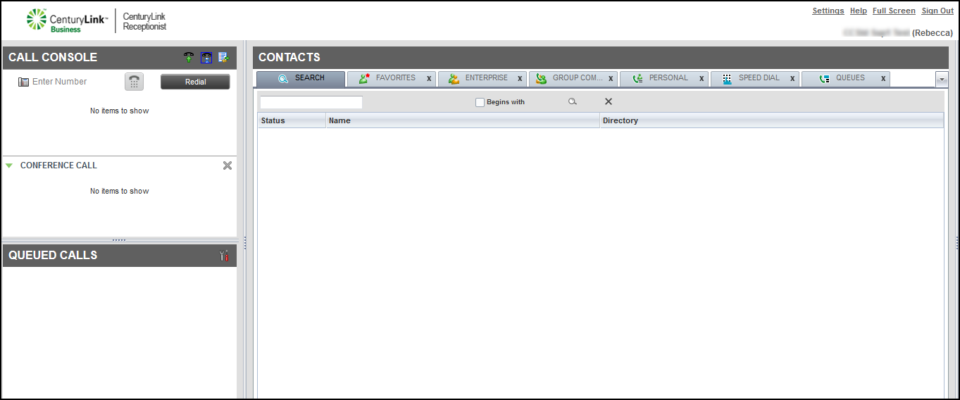 Receptionist Console dashboard