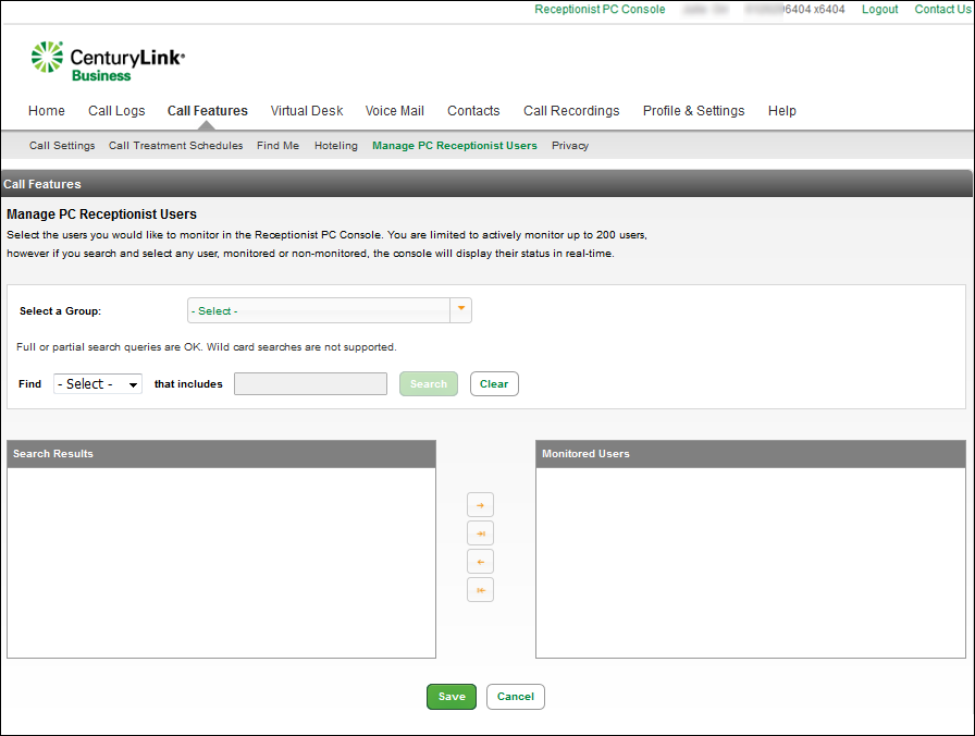 Manage PC Receptionist Users